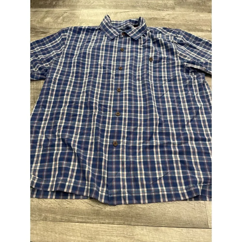 Tommy Bahama‎ Button Up Shirt Men's XL Silk Blend Blue Plaid Islandzone Hawaiian